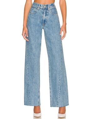 Silverlake Grace Twisted Seam Wide Leg High Rise Jeans Raw Hem Size 30